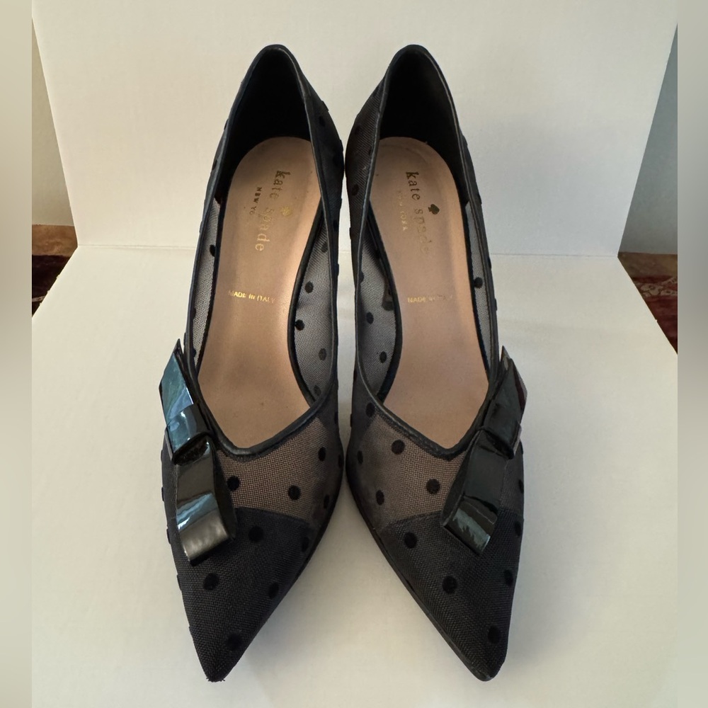 Kate Spade Black Mesh Polka Dot Heels